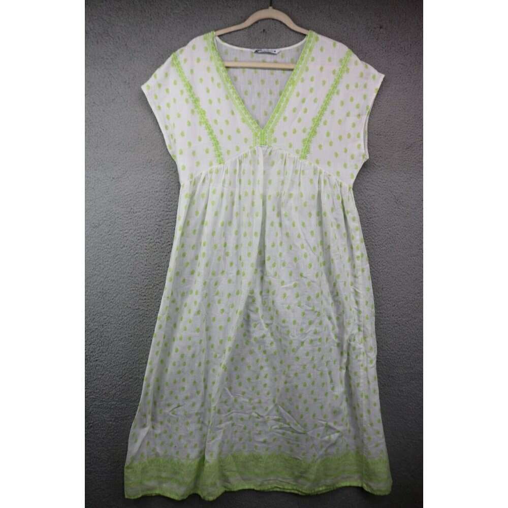 Zara 100% Cotton Babydoll Maxi Dress/Cover-Up-Size Large-Cottagecore-Embroidered